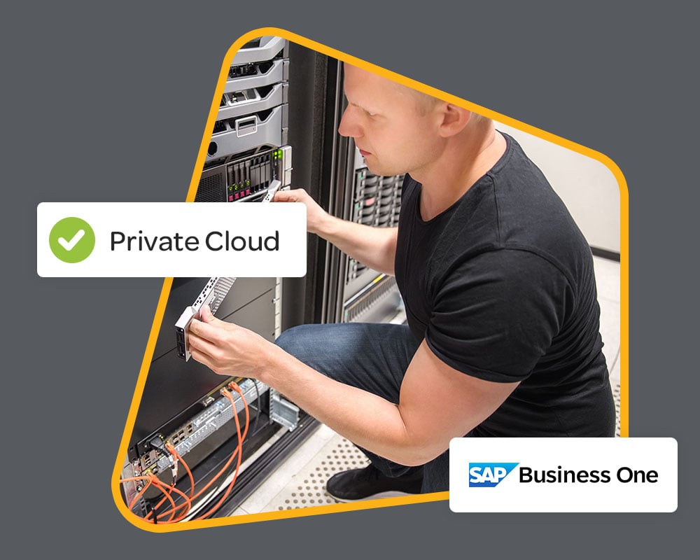 Technician handling a CPU for cloud ERP hosting services setup