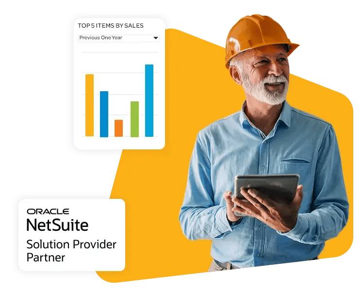 Man using phone with KPIs and NetSuite Solution Provider logo