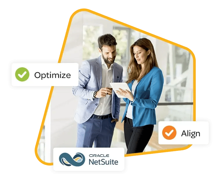 Office workers looking at a tablet together