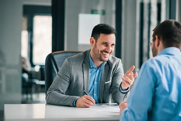 Business professionals collaborating in a modern office