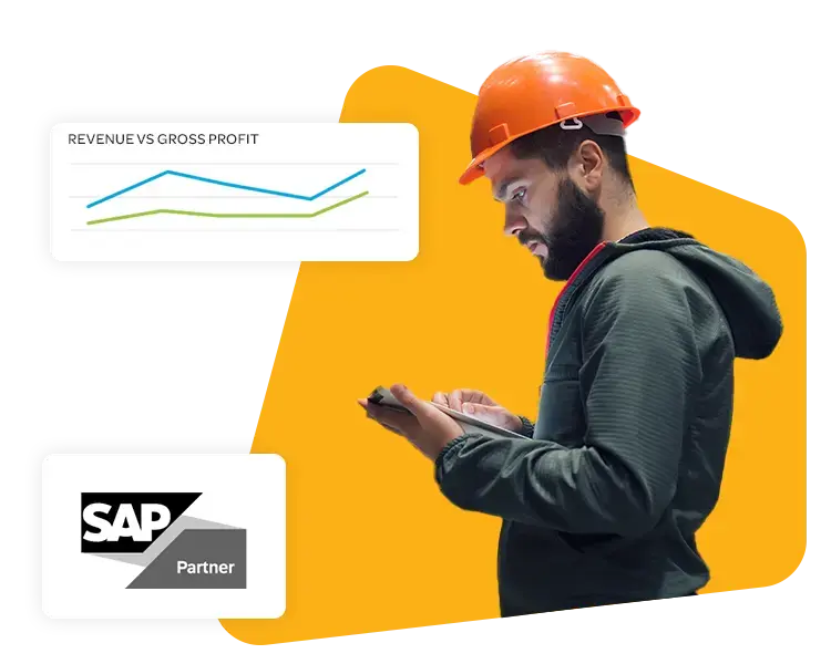 Man with tablet and SAP Partner logo