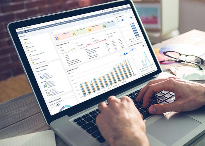 Laptop screen displaying an ERP software interface