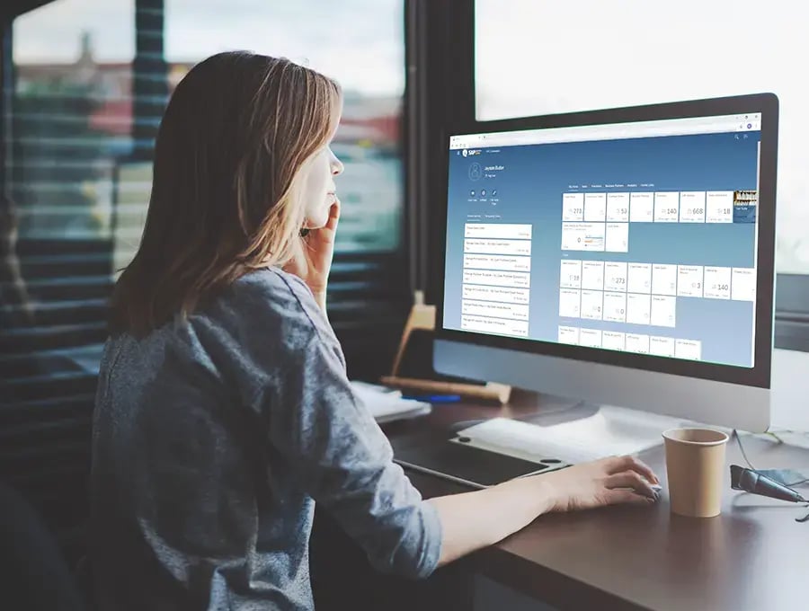 Woman working on a computer looking at the company's SAP Business One System