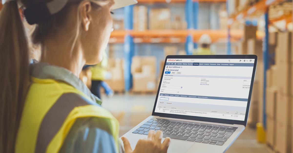 NetSuite order management screen in warehouse setting