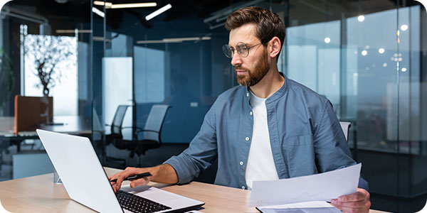 Accountant Working on Laptop