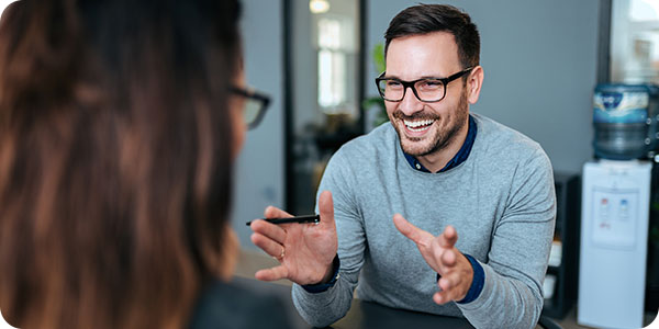 Business people having a conversation