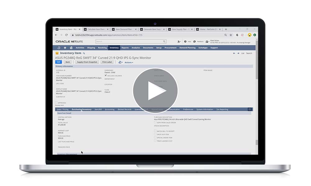 NetSuite Inventory Planning Demo